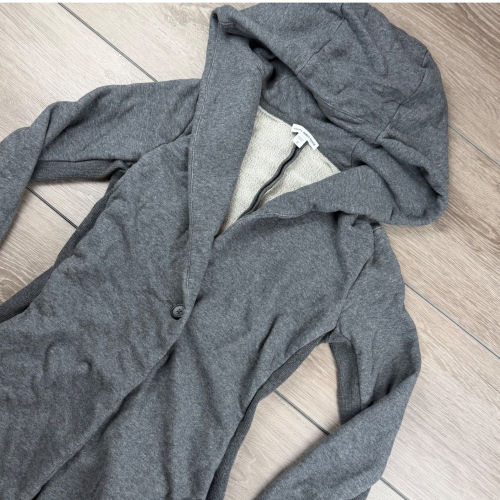 Standard James Perse Women Hooded Knit Blazer Jacket Grey Size 2 US Size 6